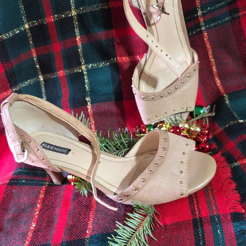 Alex Marie Beige Studded Heels